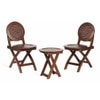 Alfresco Solid Wood Outdoor Folding Round Table with Two Folding Round Chairs in Brown Colour