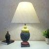 Wing Pink Stone Beige Wooden Table Lamp in Multicolor