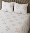 White Floral 400 TC Cotton Flat Super King Size Bedsheet With 2 Pilllow Covers From Threads