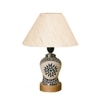 Devansh Conical Off White Cotton Shade Lamp With Wood & Mosaic Glass Base For Decoration/Office/Home/Gifting/Study For Decoration/Office/Home/Gifting/Study -(10X10X14.5) Inches -A
