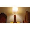 TallBoy Wooden Table Lamp with Brown Base and Premium White Fabric Lampshade