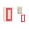Calypso Kids Wall Mounted Folding Study Desk and Built In Bookshelf in Light Wood Strawberry Pink Colour