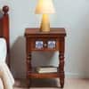 Nilaya Sheesham Wood Bedside Table in Honey Oak Finish with Drawer