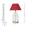 ELVORA Diamond Cut Clear Glass Table Lamp with Brass Base Maroon Shade