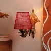 Devansh Metal Electric Wall Light in Antique Gold Colour with Maroon Shade Count of 1 Light