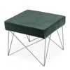 Asansol Sheesham Wood Accent Square Set of 2 Stools     in Green Cotton Velvet Upholstery