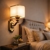 Eliante Cloth Shade Wall Lights Mild Steel & Fabric Material Antique & White Finish
