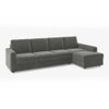 Apollo Fabric Sectional Sofa (Colour : Ash Grey Velvet, Cushion : Soft, Back Type : Regular, Seating Capacity : Left Aligned 3 Seater + Left Aligned Chaise + Ottoman)