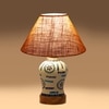 Devansh Conical Beige Jute Shade Lamp With Wood & Mosaic Glass Base For Decoration/Office/Home/Gifting/Study For Decoration/Office/Home/Gifting/Study -(10X10X14.5) Inches -A