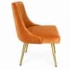 Rosslyn Sheesham Wood Set of 2 Accent Chairs in Peach Velvet Upholstery with Metal Legs