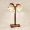 Elania Wooden Table Lamp with Brown Base and Premium White Fabric Lampshade
