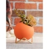 Orange Coloured Ceramic Vase with Golden Stand
