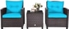 Carry Bird Wicker Patio Furniture Outdoor Balcony Chairs In Sky Blue Colour