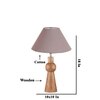 Devansh Grey Cotton Table Lamp With  Wood Natural Base (10X18 Inches)-32