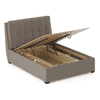 Bornholm Upholstered Storage Bed In Hydraulic (Bed Size : Queen, Colour : Shitake Beige)