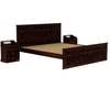 Moglis Solid Wood Queen Size Without Storage Bed In Walnut Finish