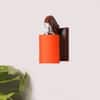 Devansh Solid Wood Electric Wall Light in Brown Colour with Orange Shade Count of 1 Light