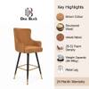 Doe Buck Nolen Upholstered Bar Stool in Brown Colour with Gold Tip Legs