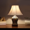 Devansh Off-White Cotton Shade Lamp With Wood & Mosaic Glass Base For Decoration/Office/Home/Gifting/Study For Decoration/Office/Home/Gifting/Study