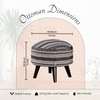 Bohemian Jacquard Wooden Ottoman in Black & Off White Set of 2