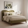 Elaris Curve Comfort Queen Size Bed in velvet With Engineer Wood Frame & Hydraulic Storage