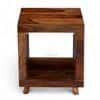 Berlin Sheesham Wood Contemporary Rectangle End Table Side Table In Natural Teak Finish