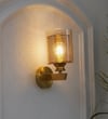 Lambeth Single Light Wall Fitting In Brass Finish Metal With Amber Glass