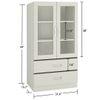 Paloma Large Crockery cum Bookshelf Cabinet with Toughened Glass Shutters and Drawers in Ivory Coffee Walnut Colour