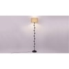 Caelan Beige Natural Fiber Floor Lamp with Black Iron Base