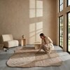 Handmade Wool Shaped Rug Modern Geometric Beige 10 x 14 Feet Carpet
