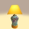 Devansh Conical  Yellow Cotton Shade  Lamp With  Wood & Mosaic Glass Base For Decoration /Office/Home/Gifting/Study For Decoration /Office/Home/Gifting/Study -(10X10X14.5) Inches -