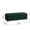 Doe Buck Velvet Tufted Bench in Green Colour with Gold Base