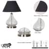 CRYSTAL Clear Glass Table Lamp with Chrome Base and Black Shade