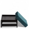 Amber Sheesham Wood Stool in Mahogany Finish & Turquoise Sea Velvet Cushion