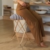 Zebra Fabric Cross Metallic Stool in Black & White Color