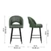 Doe Buck Faux Leather Counter Height Bar Stool in Green Colour with Black Legs