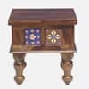 Rangrez Sheesham Wood Night Stand in Provincial Teak Finish