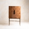 Arrow Solid Wood Bar Unit in Gold Colour