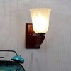 Devansh Solid Wood Electric Wall Light in Brown Colour with White Shade Count of 1 Light