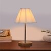 Devansh Off-White Cotton Vintage  Lamp With Natural  Wood Base  & Steel Pipe  (12X8X19.25)