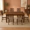 Globally Indian Prisha Solid Sheesham Wood 6 Seater Dining Table Set 6 Chairs Beige