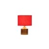 Ava Red cotton table lamp with Natural Wood Base