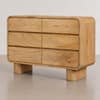 Roswell Solid Wood Chest Of 6 Drawers In Natural White Wash Finish
