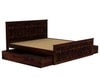 Moglis Solid Wood Queen  Size Bed With Drawer Storage Bed In Walnut Finish