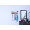 Wooden Wall Shelf with 3 Key Hooks in Natural Finish