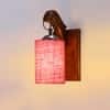 Devansh Solid Wood Electric Wall Light in Brown Colour with Pink Shade Count of 1 Light