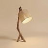 Emphasis Wooden Table Lamp with Brown Base and Yellow Fabric Lampshade