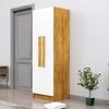 Hexa Red Wooden 2 Door Wardrobe with 4 Shelves in Giant Wood and Frosty White Colour