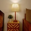 Babel Wooden Table Lamp with Brown Base and Premium White Fabric Lampshade