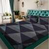 Navy Blue Abstract 180 TC Fitted 1 King  Bedsheet with 2 Pillow Covers